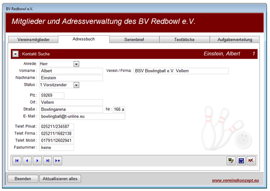 Screenshot Adressbuch