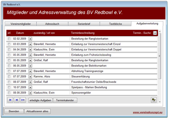 Screenshot Aufgabenverwaltung