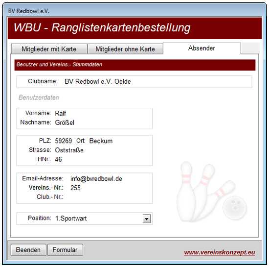 Screenshot Ranglistenkarten-Bestellung