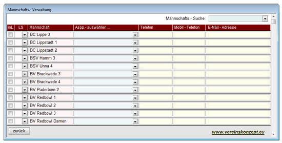 Screenshot Mannschaftsverwaltung